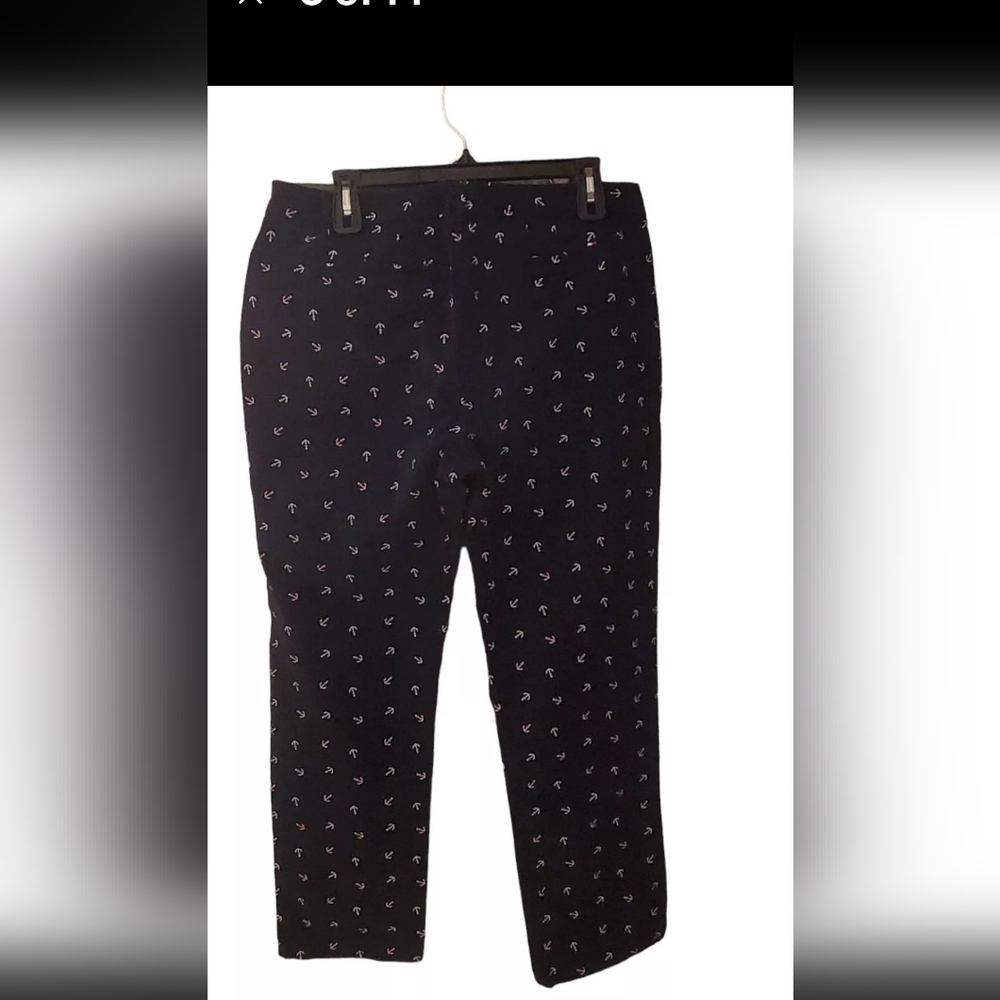 💥SOLD💥 Tommy Hilfiger Women’s Pants Navy Anchors Print Chino Sz 12 - Picture 3 of 12